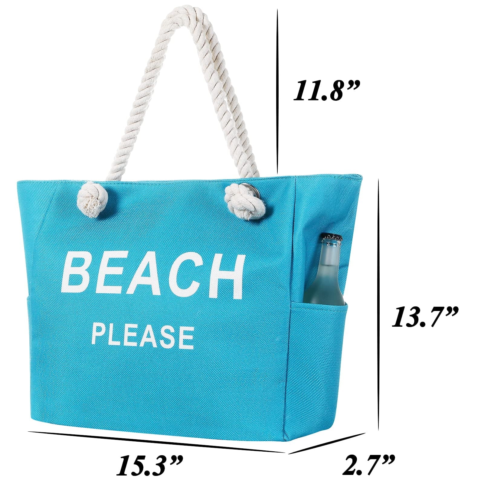 Women Large Canvas Beach Tote Bag with Inner Pockets , Waterproof Sandproof Handmade Tote Bags Zip Closure for Travel Vacation Gifts , Summer Cruise Pool Essentials Shoulder Crossbody Handbag