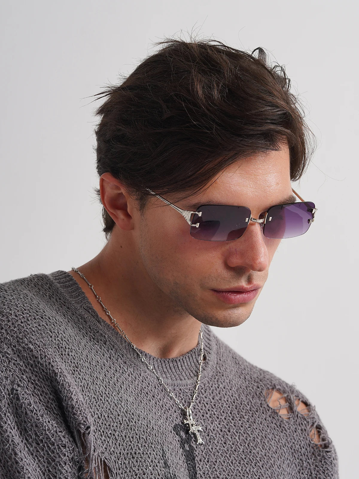 Retro Rimless Square Sunglasses