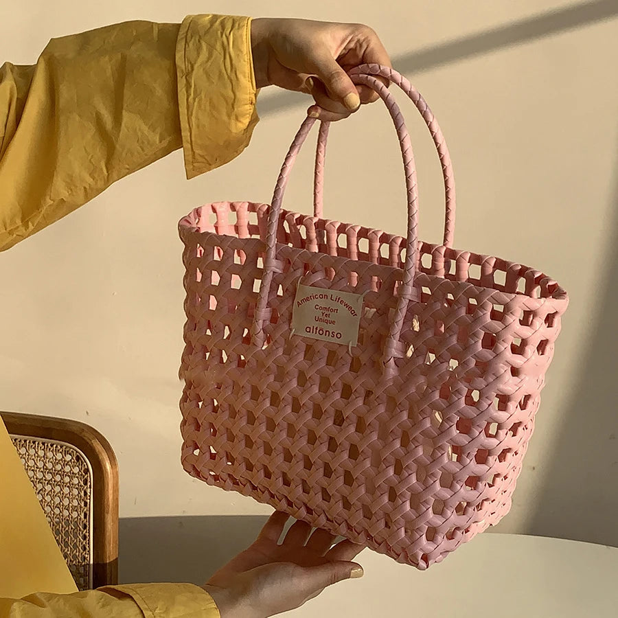 Candy Woven Beach Tote