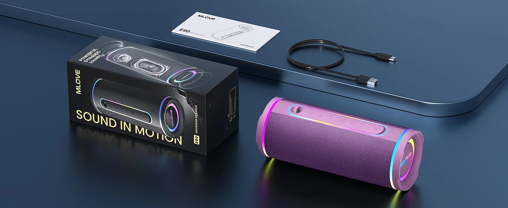 Portable RGB Waterproof Bluetooth Speaker