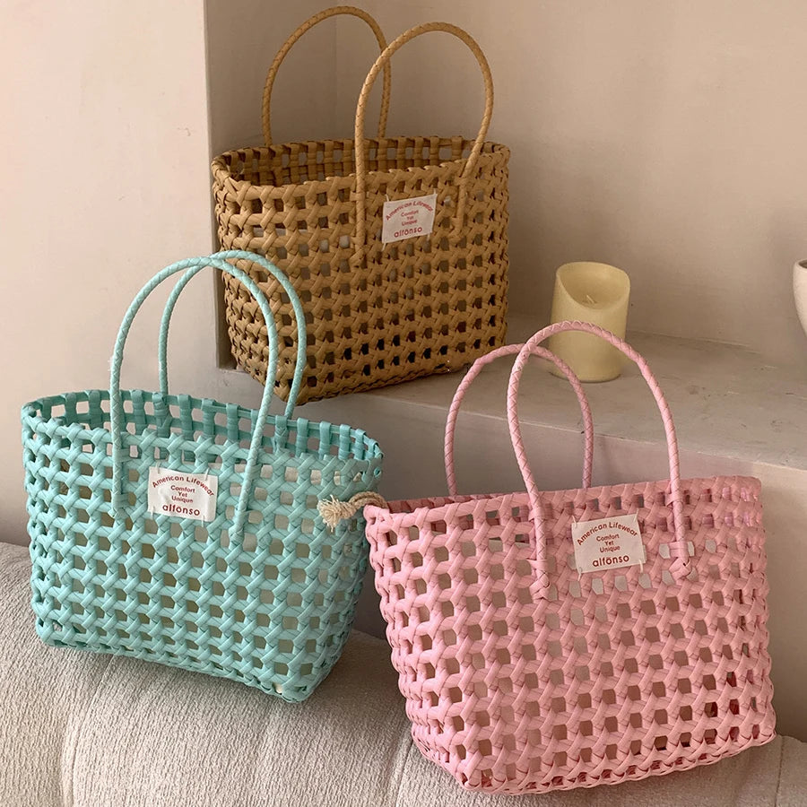Candy Woven Beach Tote