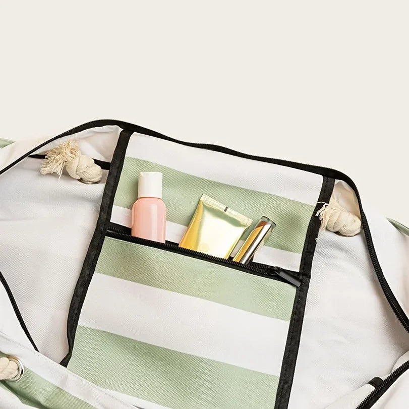 Striped Waterproof Beach Tote Bag