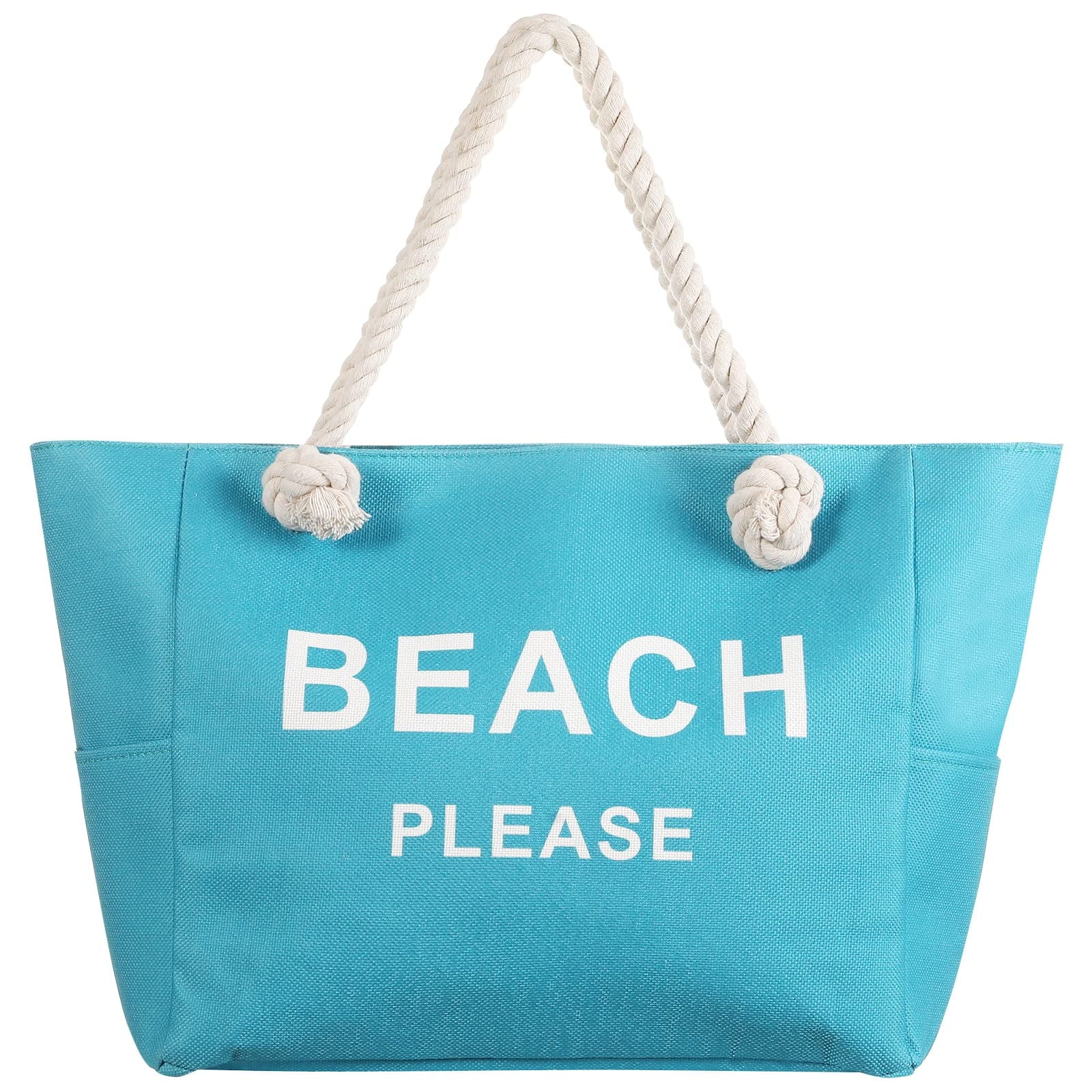 Women Large Canvas Beach Tote Bag with Inner Pockets , Waterproof Sandproof Handmade Tote Bags Zip Closure for Travel Vacation Gifts , Summer Cruise Pool Essentials Shoulder Crossbody Handbag