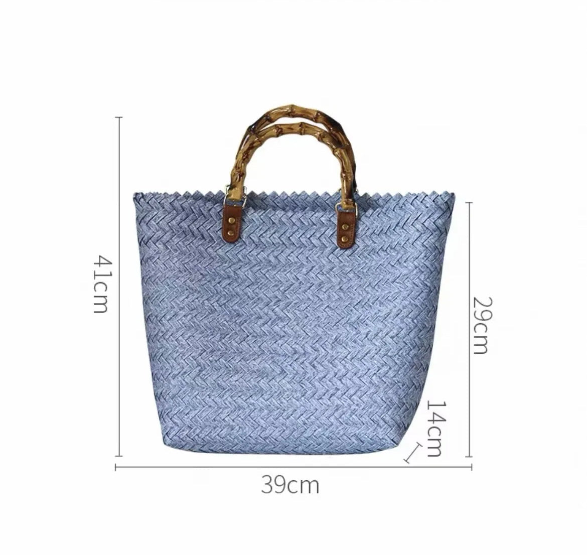 Bamboo Handle Crochet Tote Bag