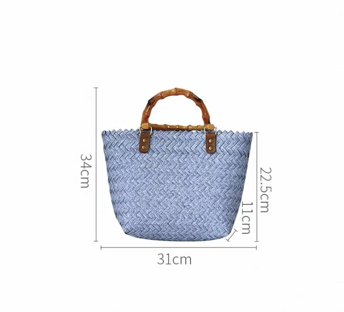 Bamboo Handle Crochet Tote Bag