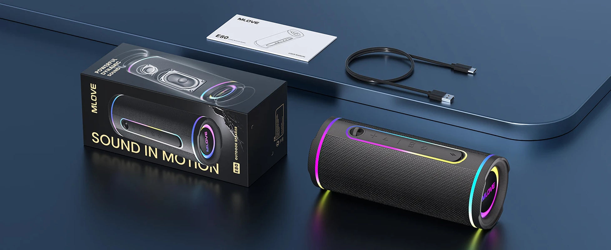 Portable RGB Waterproof Bluetooth Speaker