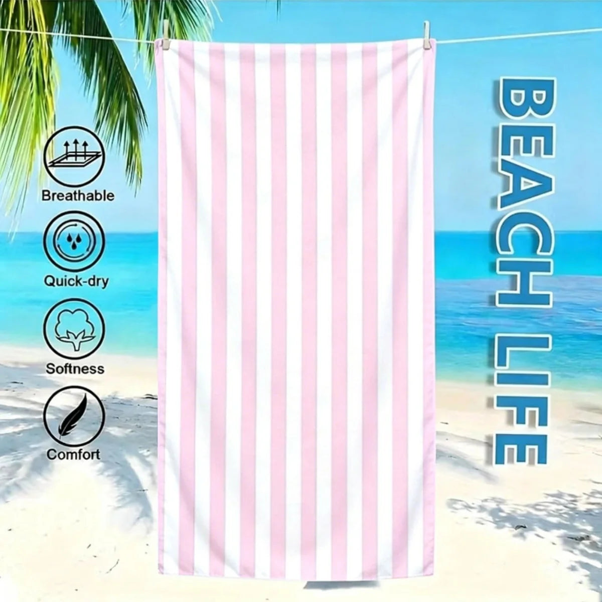 Coastal Oversized Microfiber Beach Towel